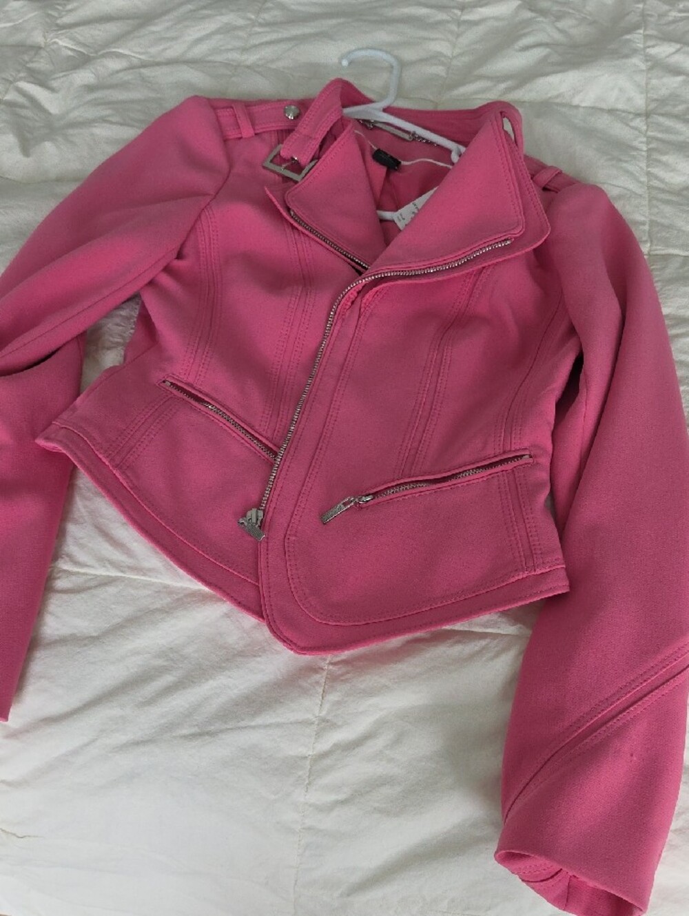 White House Black Market Pink Moto-Style Blazer Jacket - Picture 5 of 6